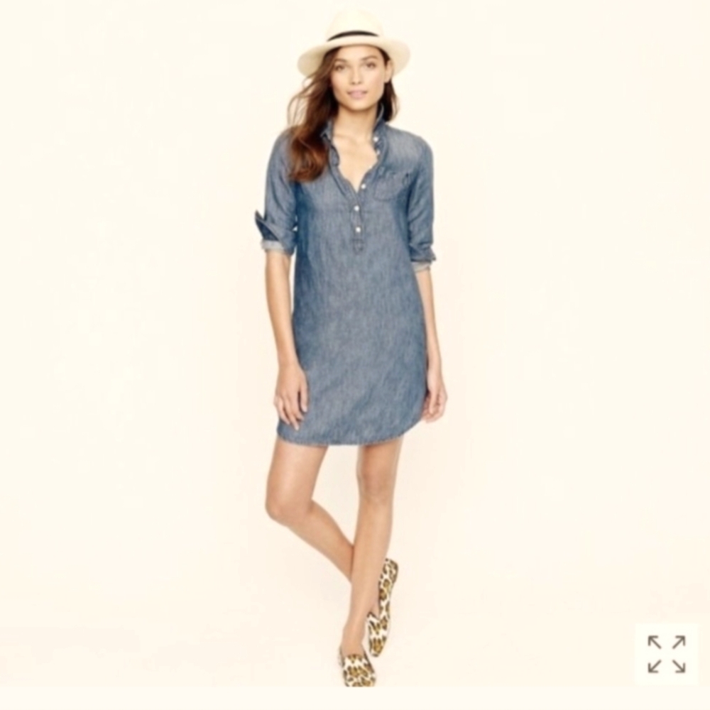 J Crew Long Sleeve Faded Chambray Dress